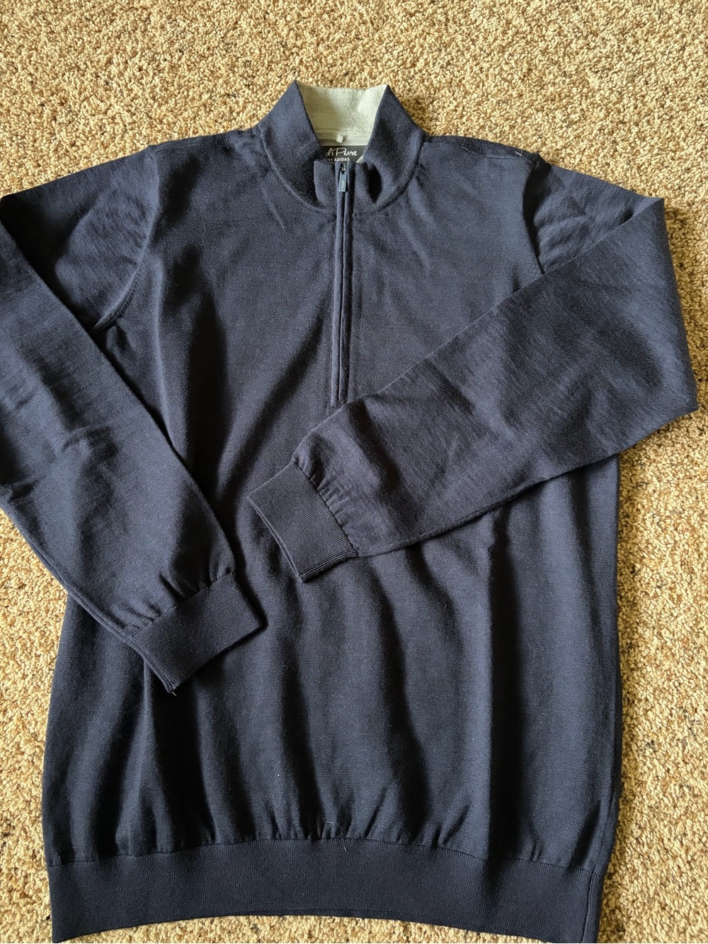 adidas Men's Navy Zip-Up Mock Collar Sweater